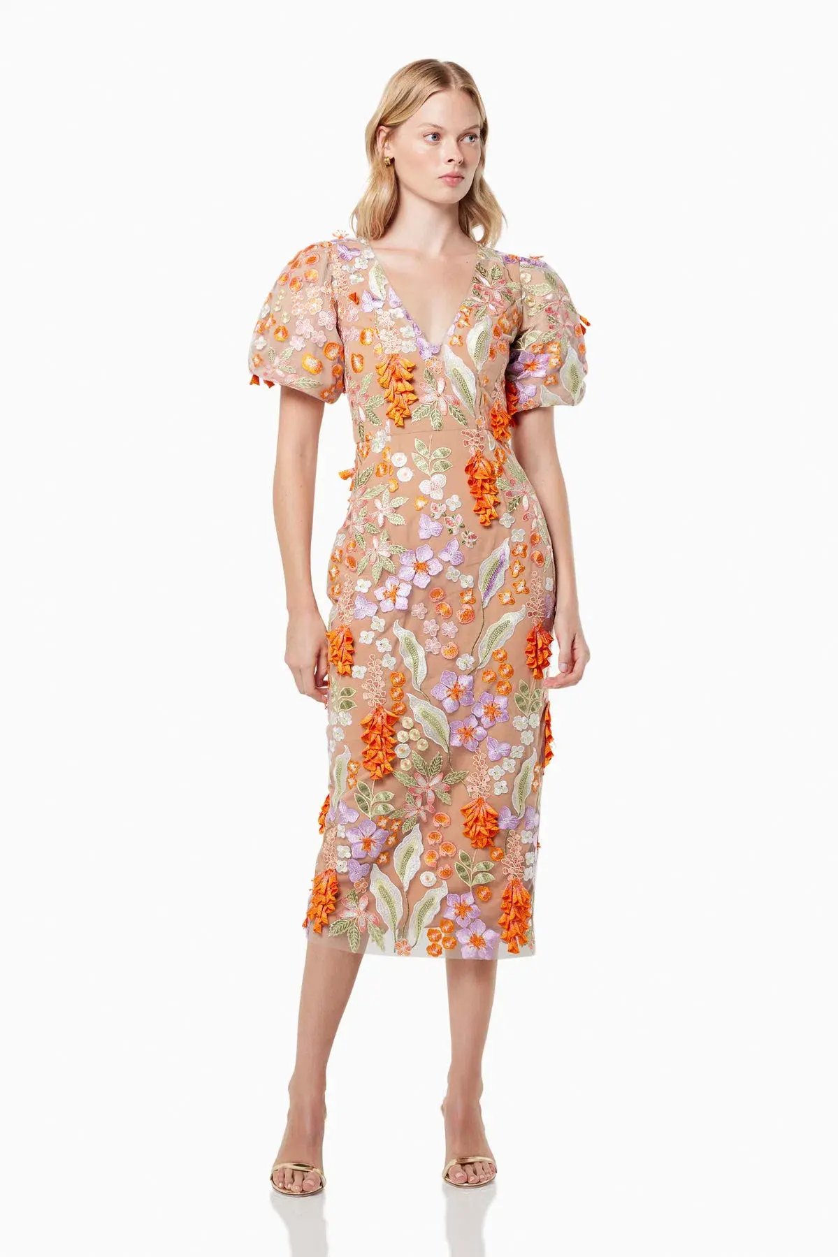 Elliatt Remix 3D Floral Midi Dress Multi Size L / AU 12 photo 4