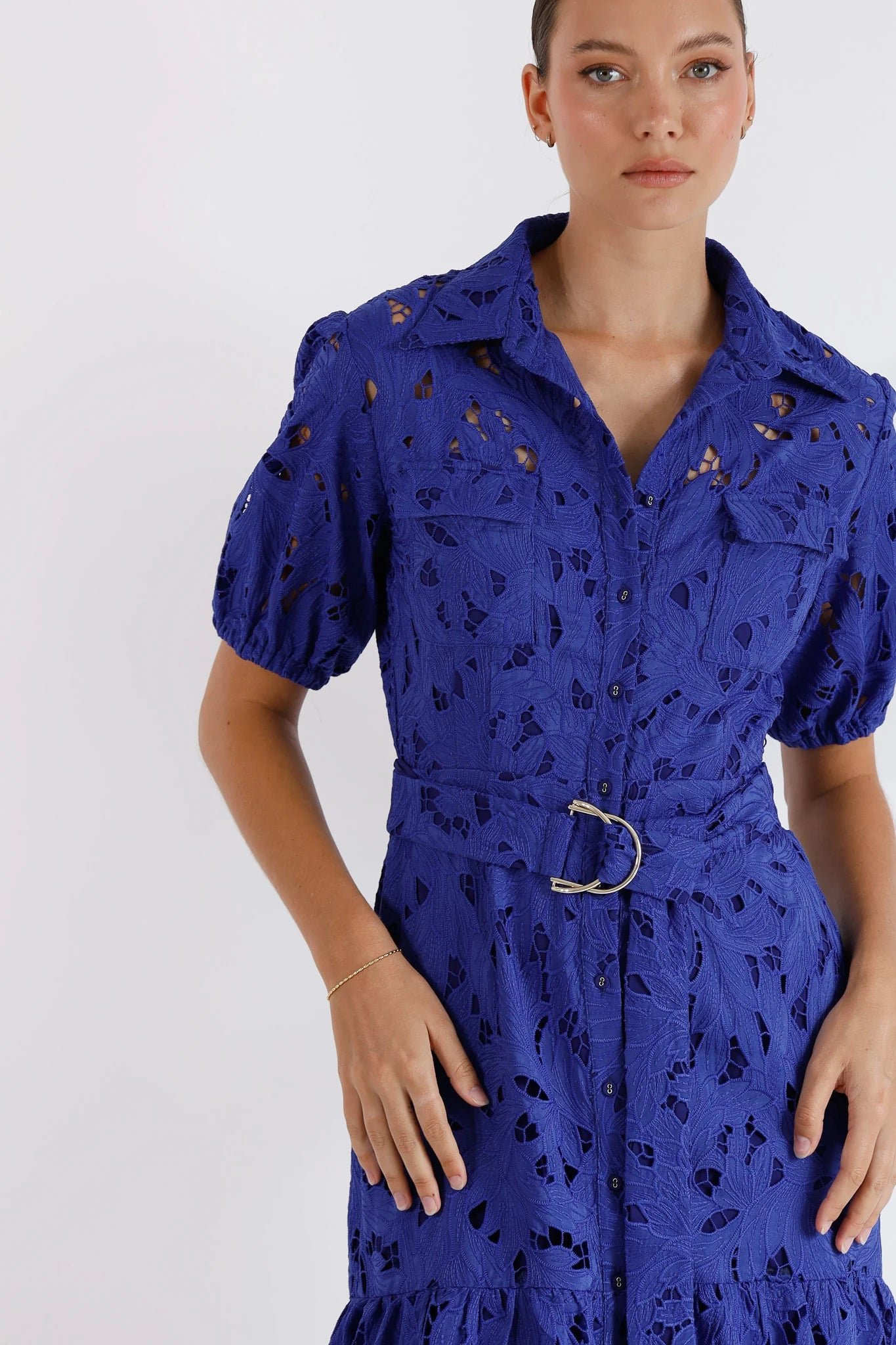 PASDUCHAS SKYLINE SHIRT MIDI DRESS - COBALT photo 2