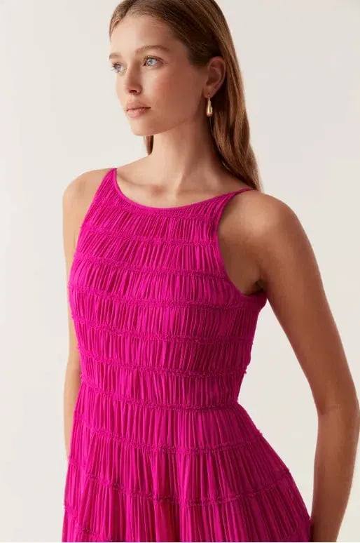 Aje Rosewood Ruched Maxi Dress Magenta Size AU 14 photo 3