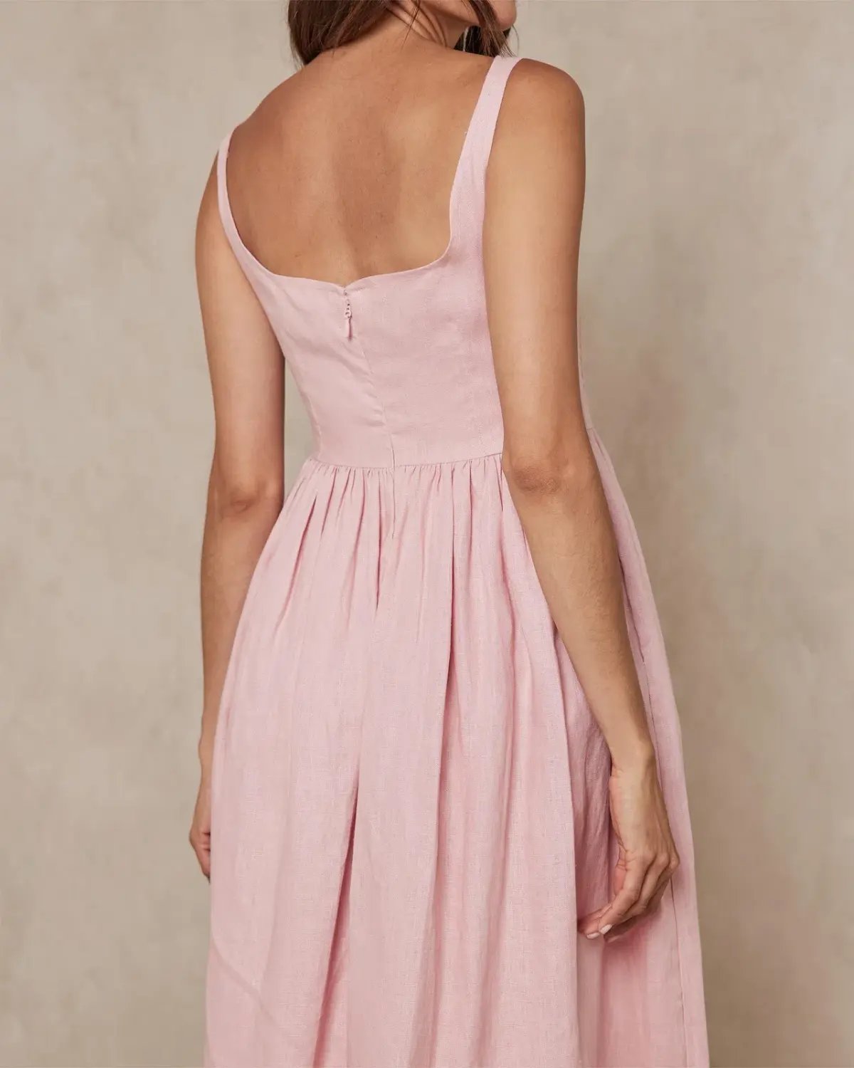 AERE Corset Midi Dress Pink Size 10 photo 3