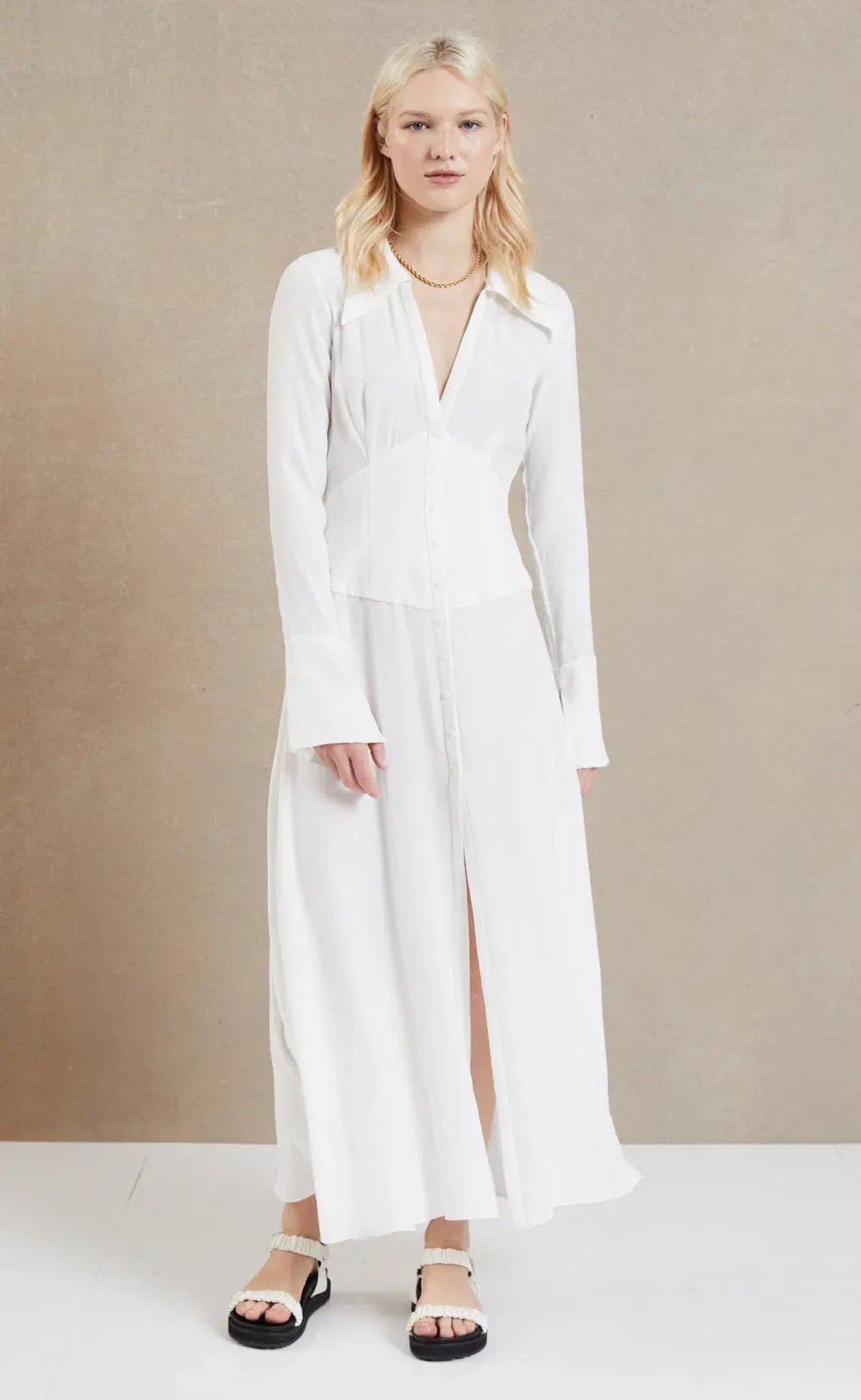 Bec & Bridge Raye Long Sleeve Maxi Dress Ivory Size 12 photo 4