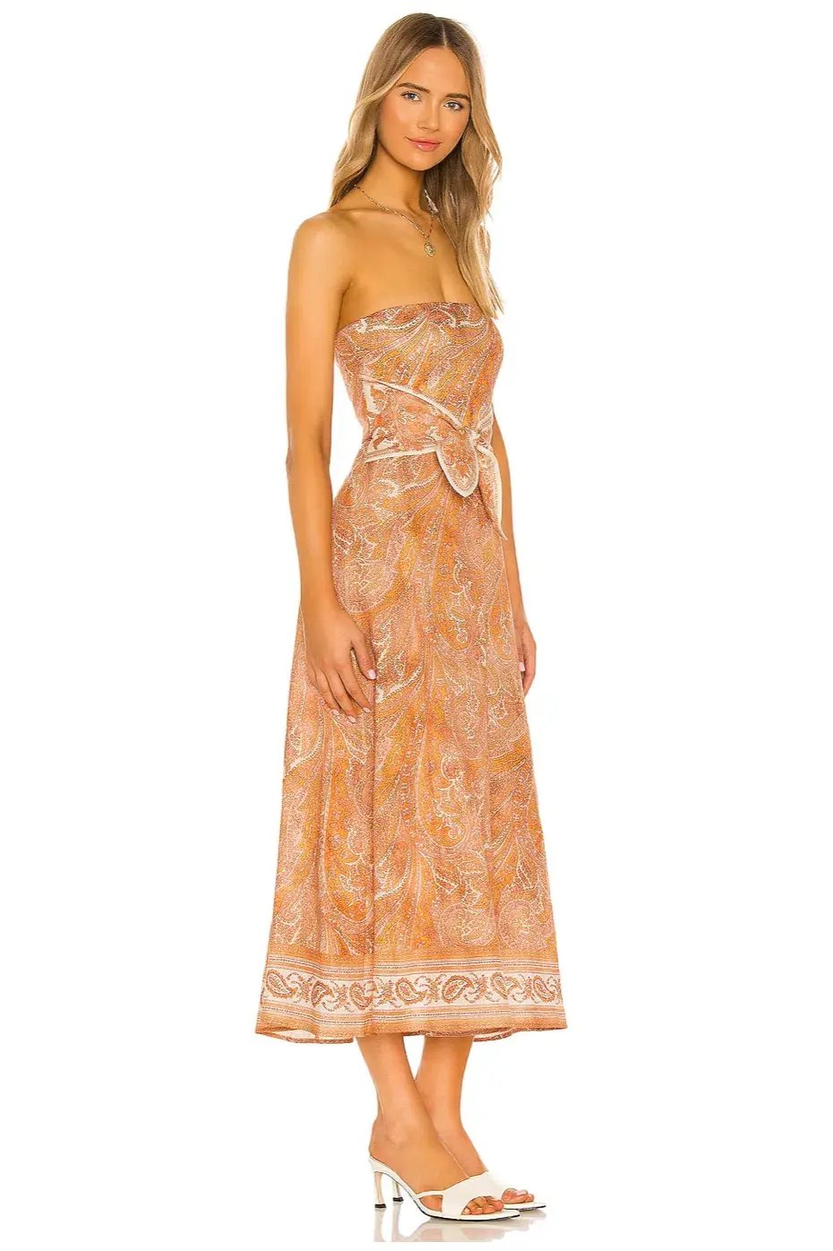 Zimmerman Brighton Tie-Waist Paisley Midi Dress Print Size 8 photo 2