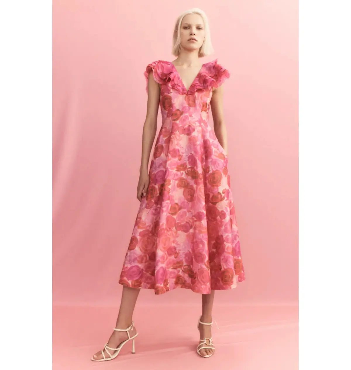 Aje Enchanted Plunge Midi Dress Misty rose Size AU 8 photo 4