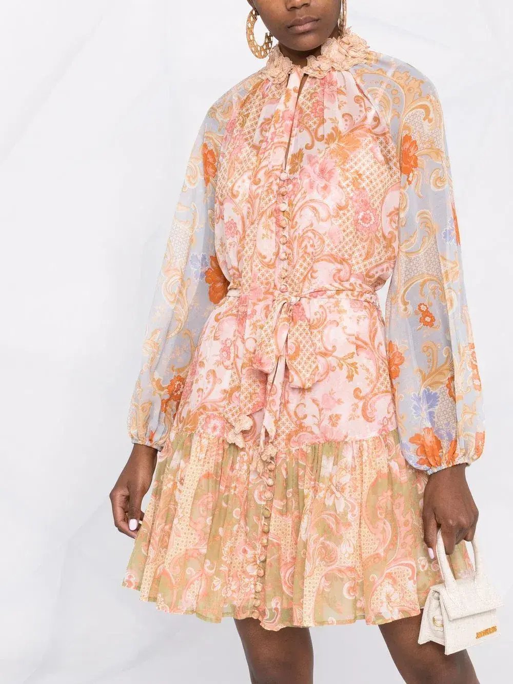 Zimmermann Postcard Lantern Floral Mini Dress Multi-colored Size 0P / AU 6 photo 2