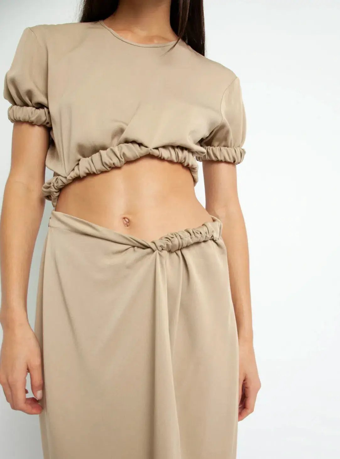 Christopher Esber Rolled Up Tee Dress Tan Brown Size 8 photo 3