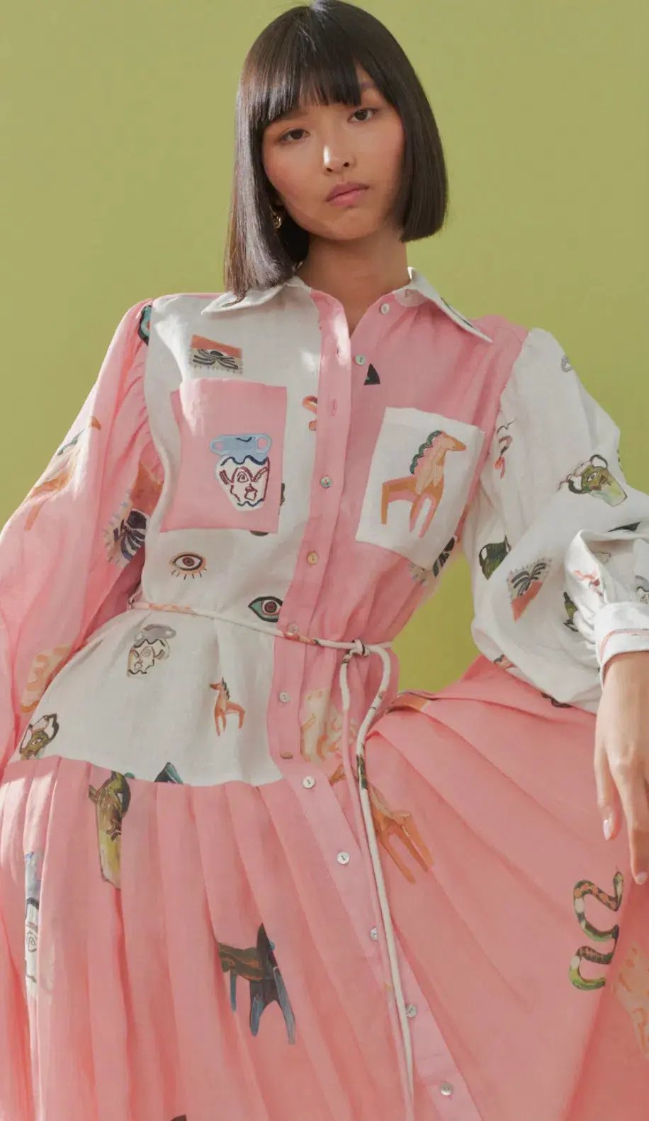 Alemais Cleo Patchwork Shirtdress Pink Size 14 photo 2