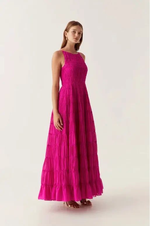 Aje Rosewood Ruched Maxi Dress Magenta Size AU 14 photo 4