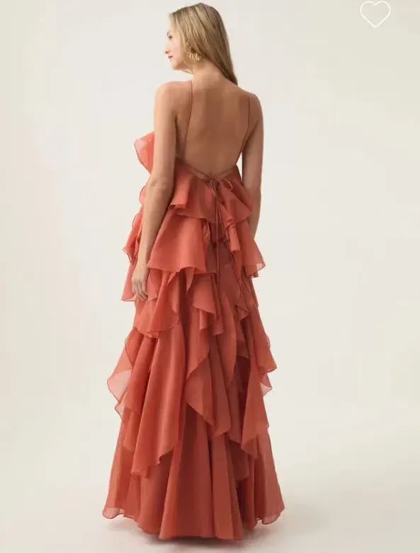 Aje Pandorea Layered Maxi Dress Coral Clay Size AU 14 photo 4
