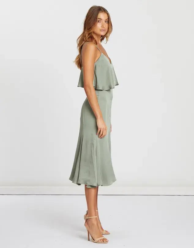 Chancery Bec Cocktail Satin Dress in Sage Green Size  6 photo 3