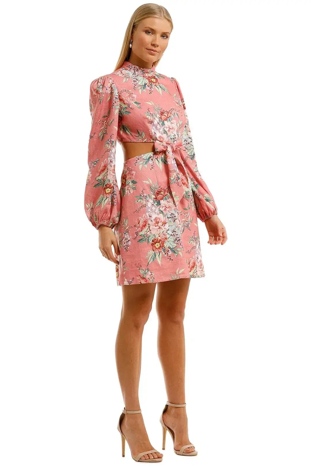 Zimmermann Bellitude Bow Front Mini Dress Baby Pink Floral Size 0 / AU 8 photo 2