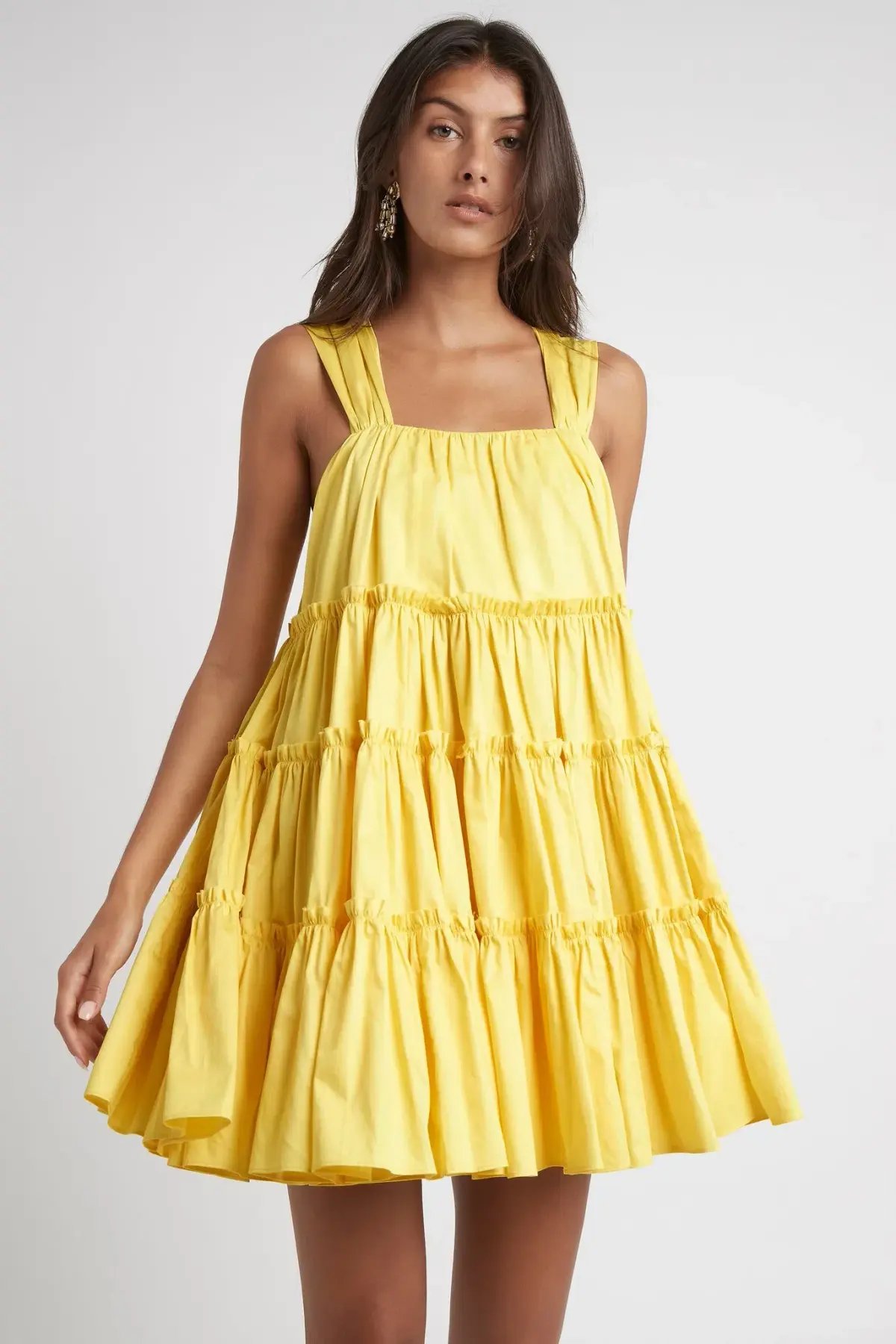 Aje Solstice Tiered Mini Dress Daisy Yellow Size 8 photo 2