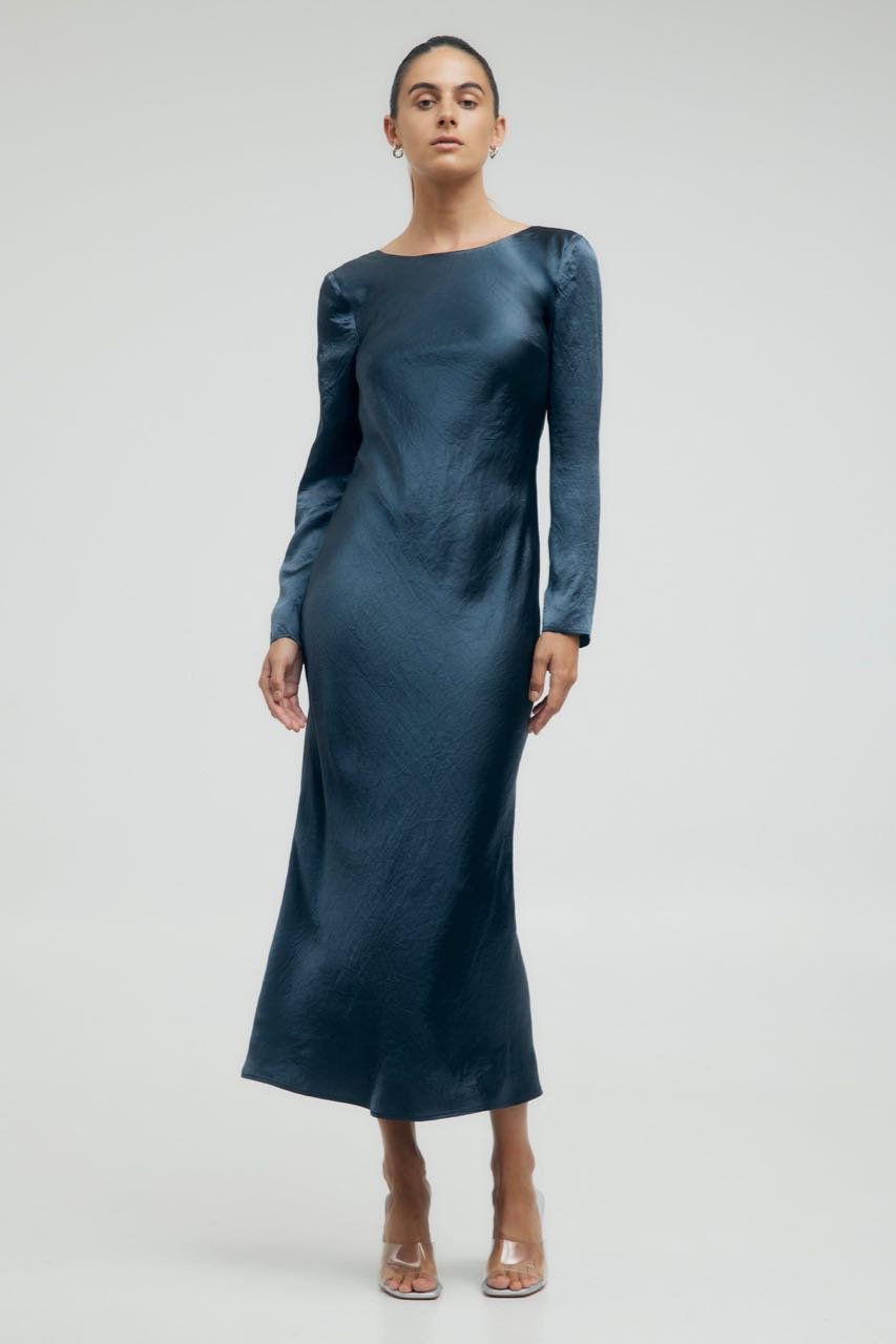Third Form Crush Tie Back Maxi Dress - Gun Metal photo 3