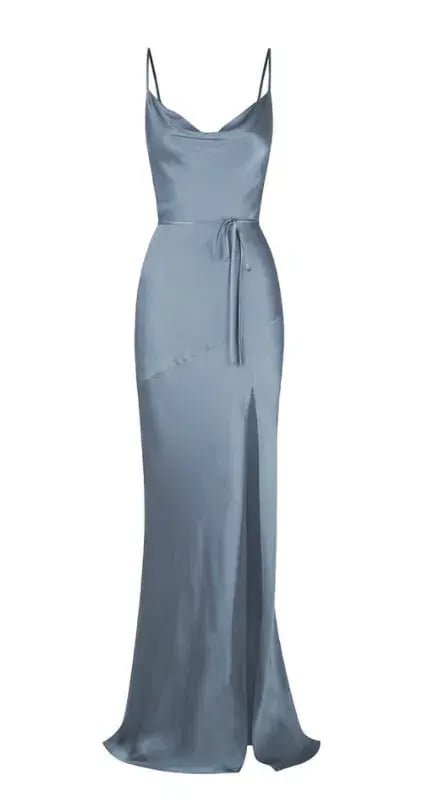 LA LUNE BIAS COWL MAXI DRESS - BLUE SMOKE photo 3
