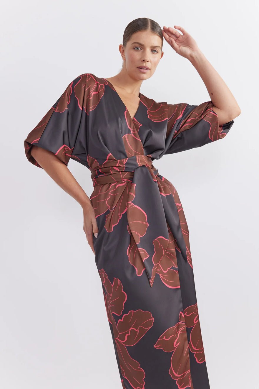 Pasduchas Farah Wrap Midi Dress - Dark Floral photo 4