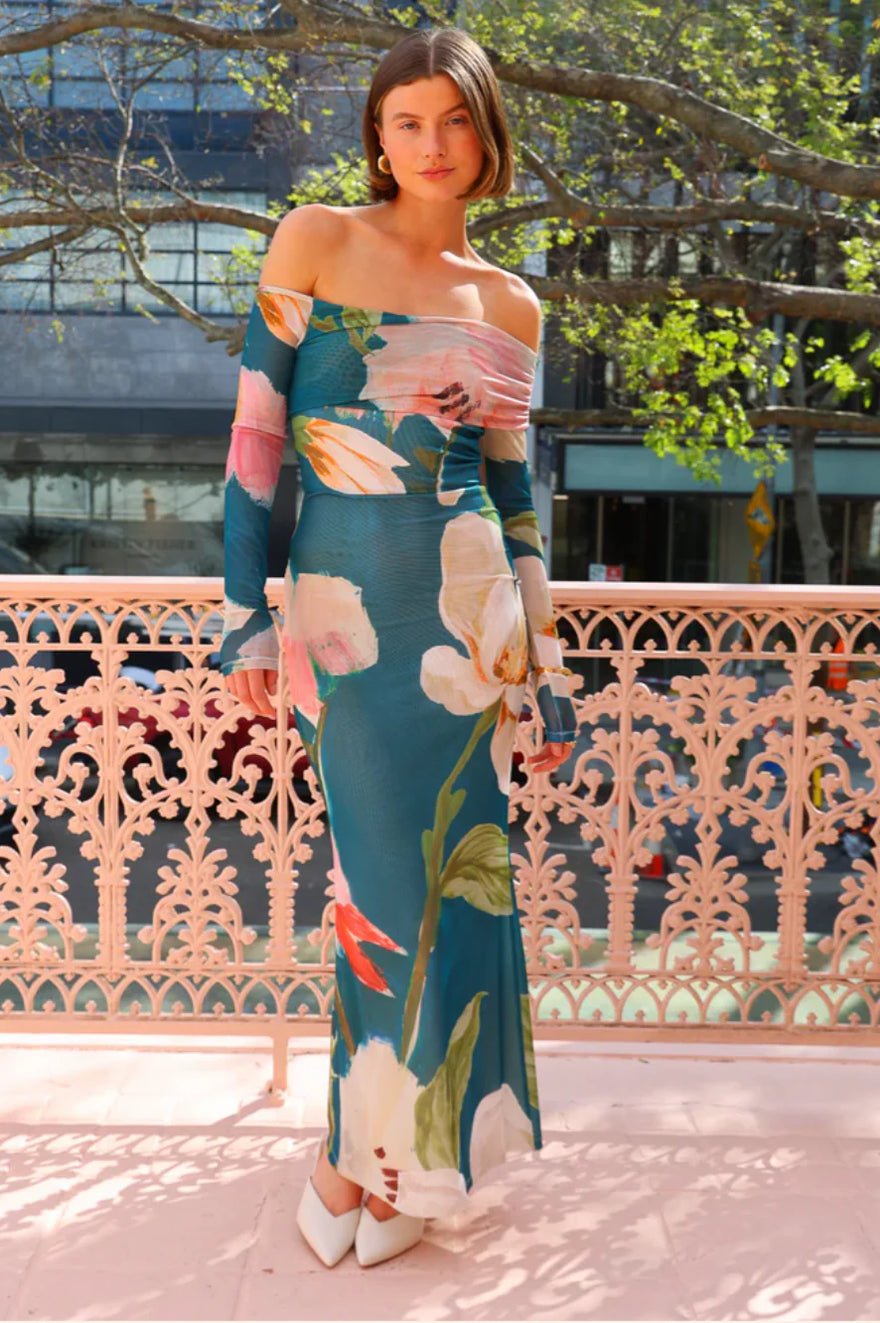 By Nicola Paloma Off Shoulder Mesh Maxi Dress photo 4