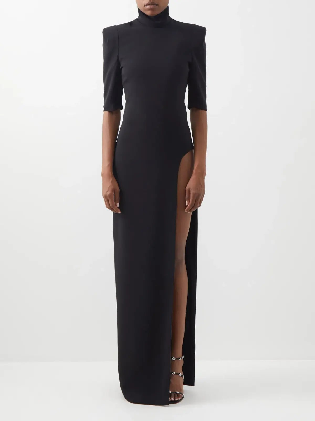 MONOT Turtleneck High Side Slit Dress Black photo 2