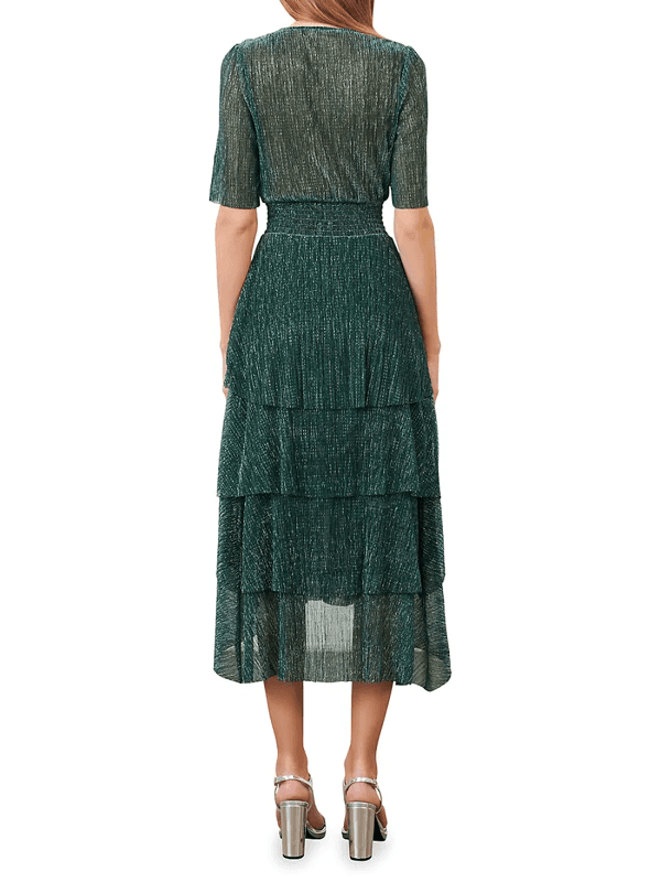 Maje Ruffine Dress Green Size 14 photo 3