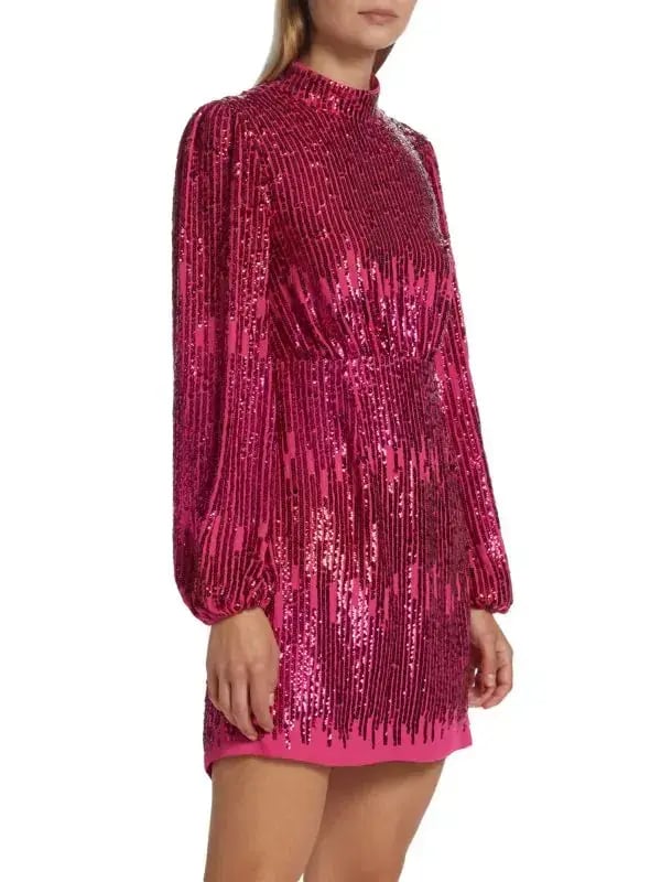 Rixo London Lara Sequined Mini Dress Hot Pink Size 10 photo 4