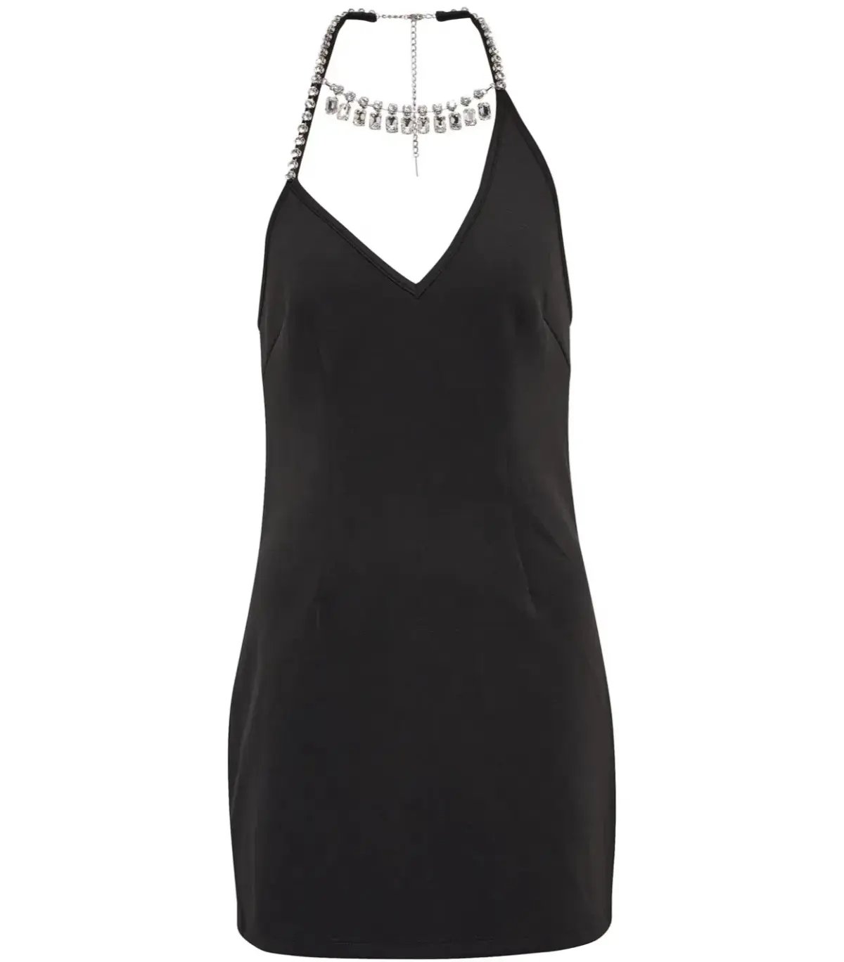 Area NYC Asymmetrical Halter Crystal Mini Dress Black Size S / Au 8 photo 4