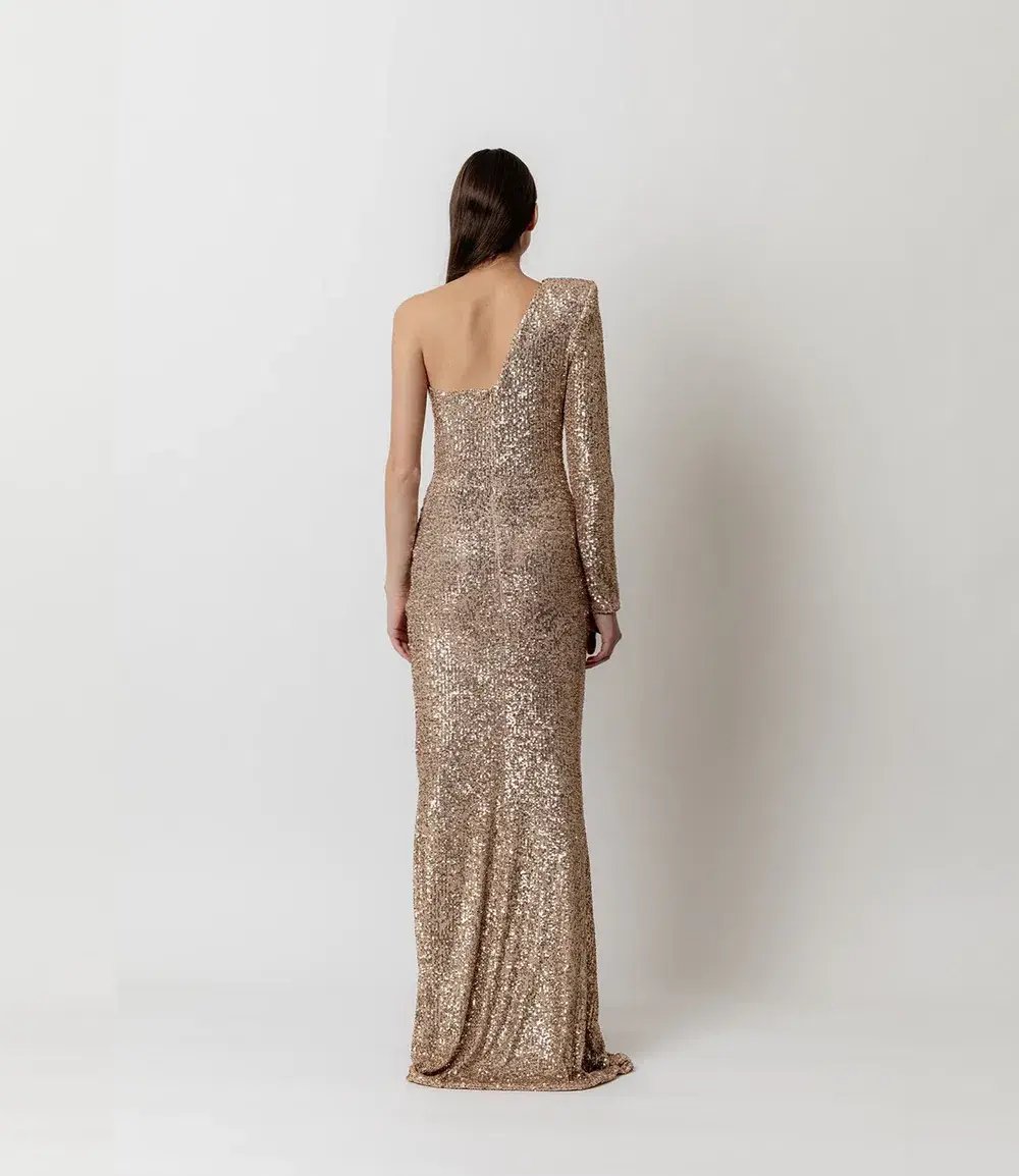 Meraki Freja Sequin Dress Gold Size 12 photo 3