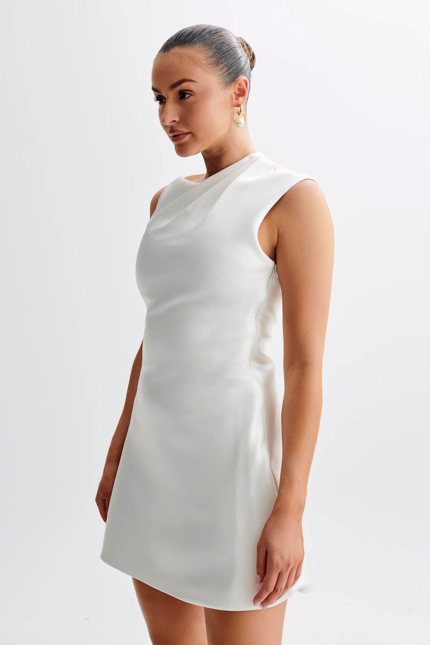 Meshki Granger Satin Structured Mini Dress - White photo 2