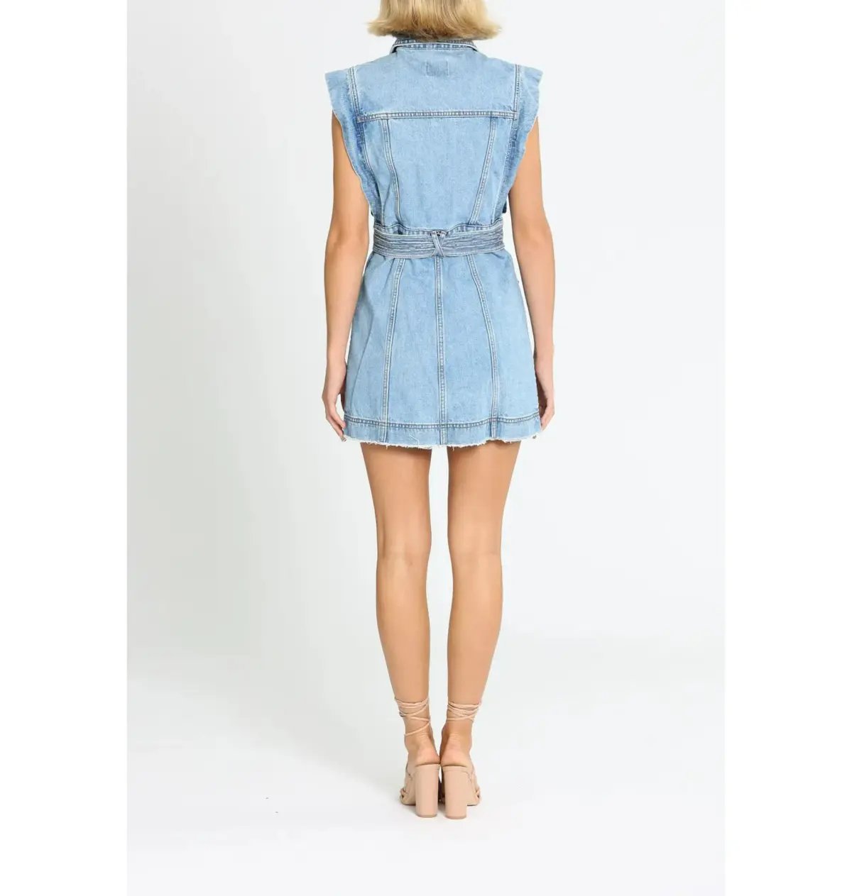 Aje Remi Denim Mini Dress in 90's Wash Size AU 14 photo 2