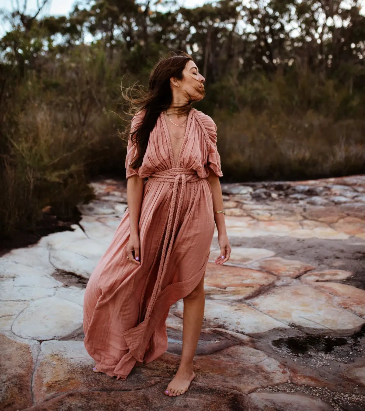 Chic Le Frique Ophelia Maxi Dress Salmon Pink One Size photo 7