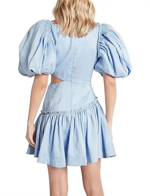 Aje Chateau Cut Out Mini Dress in Sky Blue Size 8 photo 3