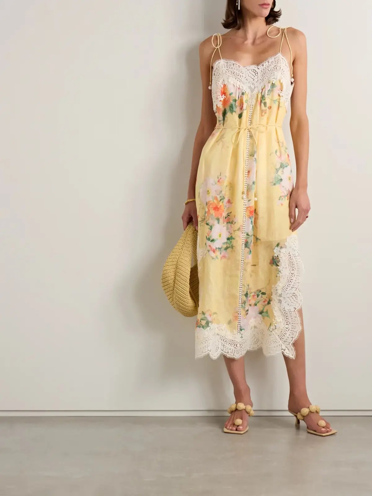 Zimmermann Everley Lace Slip Midi Dress Yellow Size 4 / AU 16 photo 7