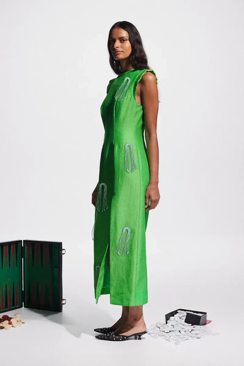 Alemais Dazzle Midi Dress Green Size AU 10 photo 2