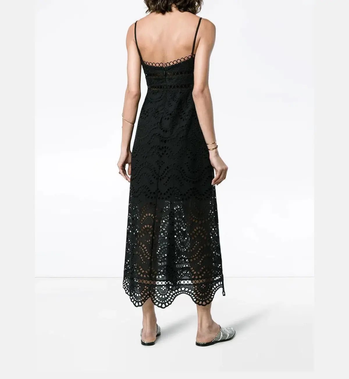 Zimmermann Jaya Wave Midi Dress Black Size 2 / Au 12 photo 2