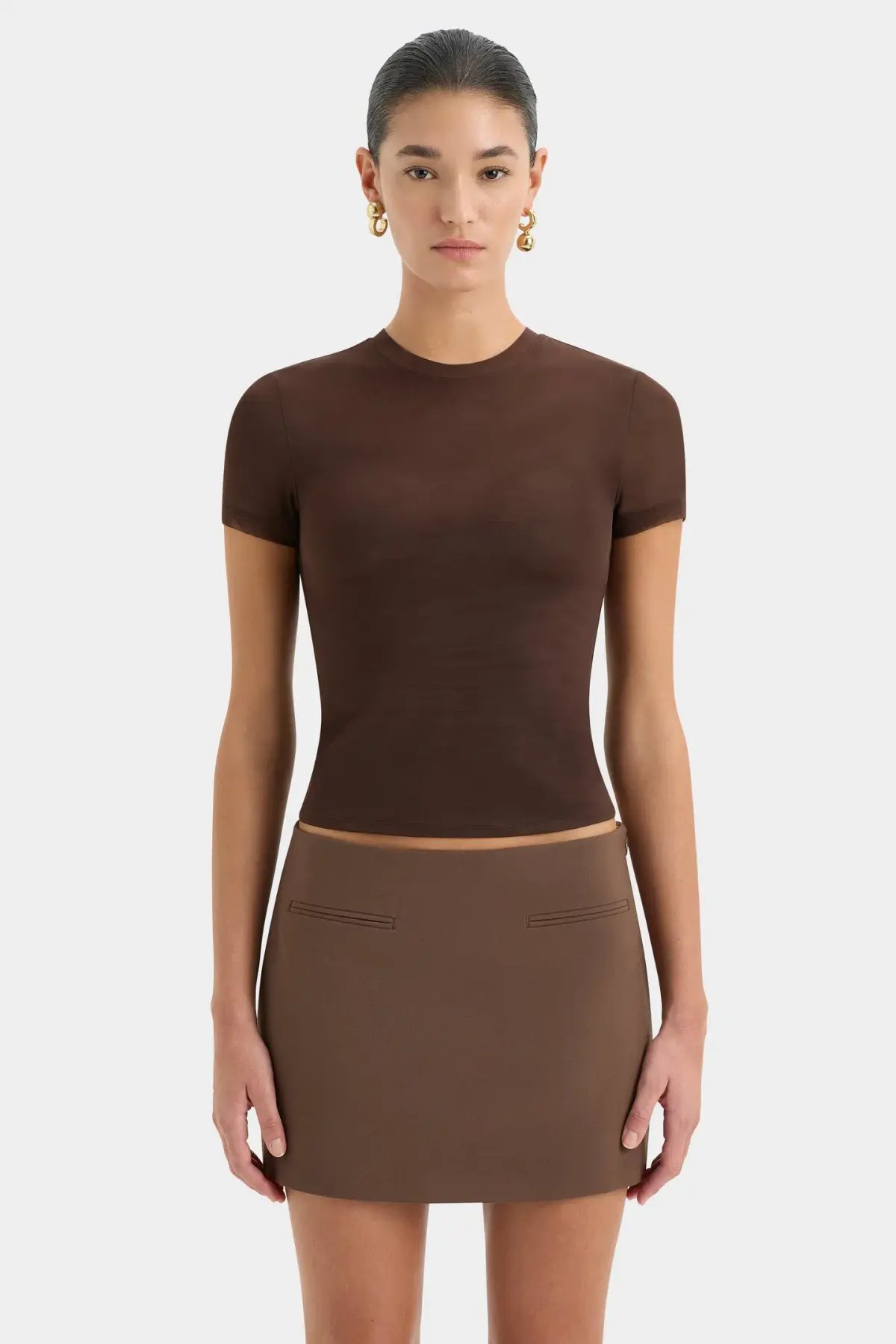 Sir The Label Bromley Bodice and Mini Skirt in Set Chocolate Size AU 8 photo 4