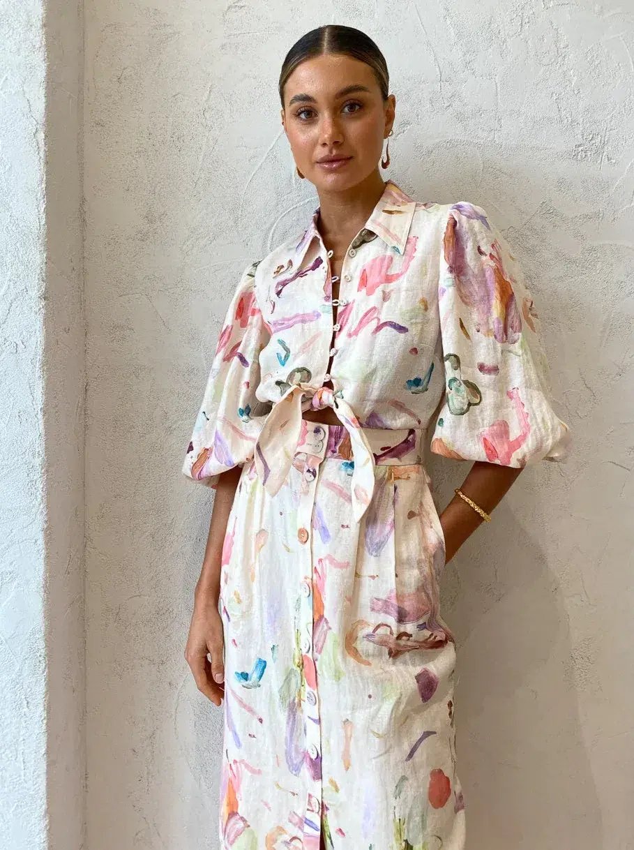 Alemais Annie Shirt Dress in Rose Print Size 14 photo 5