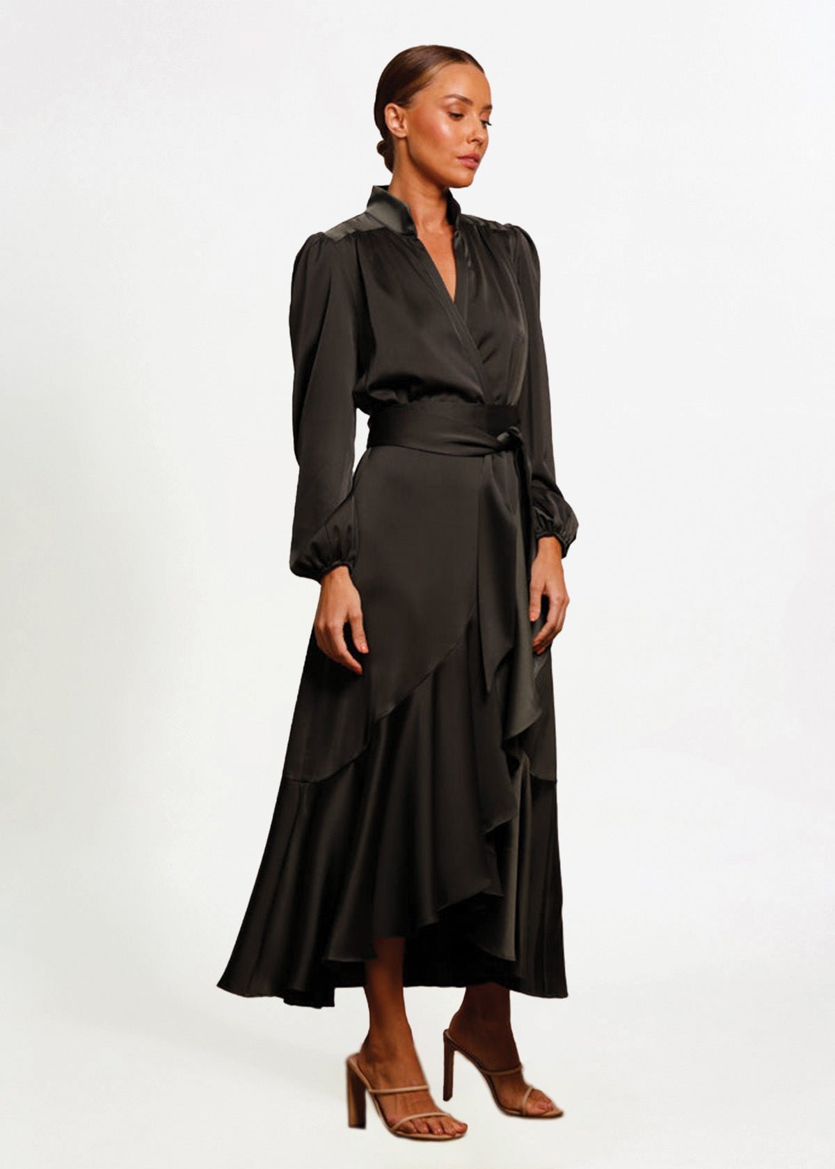 Pinnacle Sleeve Midi Dress in Combat photo 3