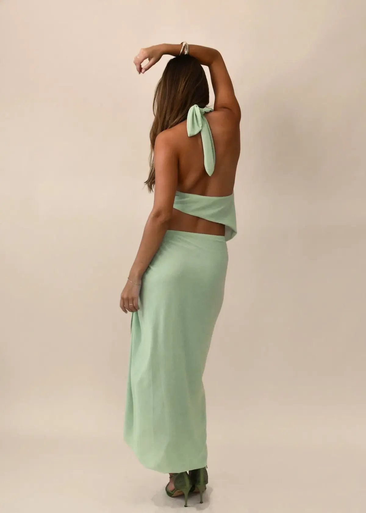 Koster Kulture Bobbies Halter Top and Maxi Skirt Set in Pistachio Size S / AU 8 photo 3