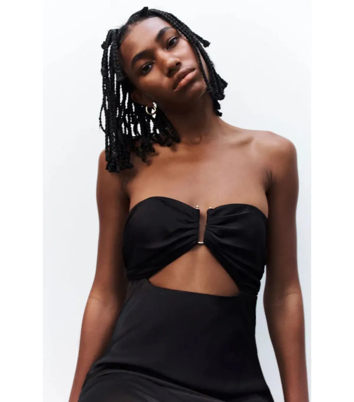 Shona Joy Camille Strapless Cut Out Midi Dress Black Size AU 8 photo 5