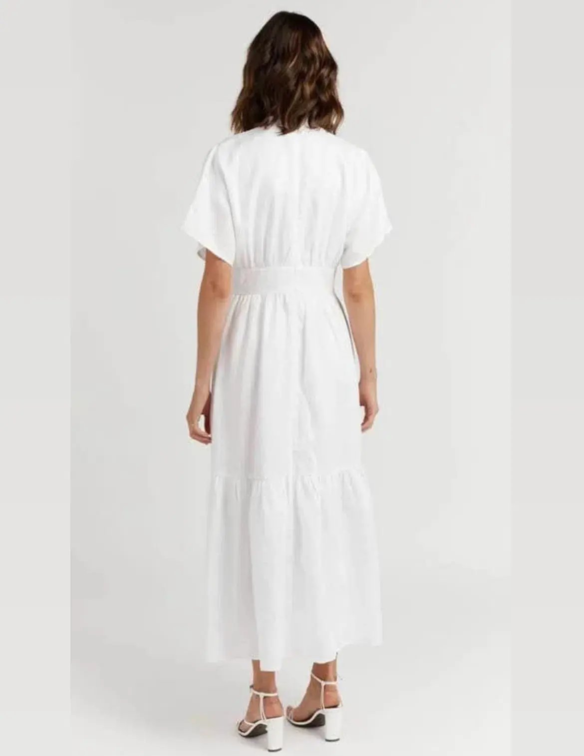 Dissh Elise Linen Midi Dress White Size 16 photo 4