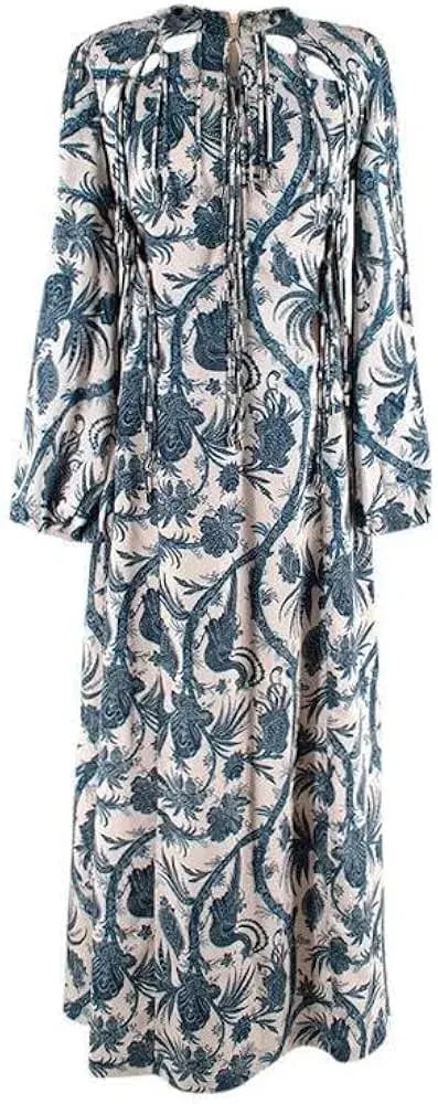 Zimmermann Adorn Tie Up Bird Chintz midi Dress Paisley Blue designer Size 1 / AU 10 / us 6 photo 2