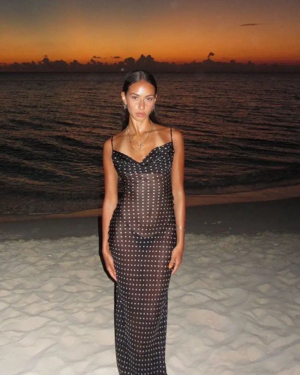 Rat & Boa Giselle Polka Dot Sheet Maxi  Dress Black Size Xxs / Size 6 photo 3