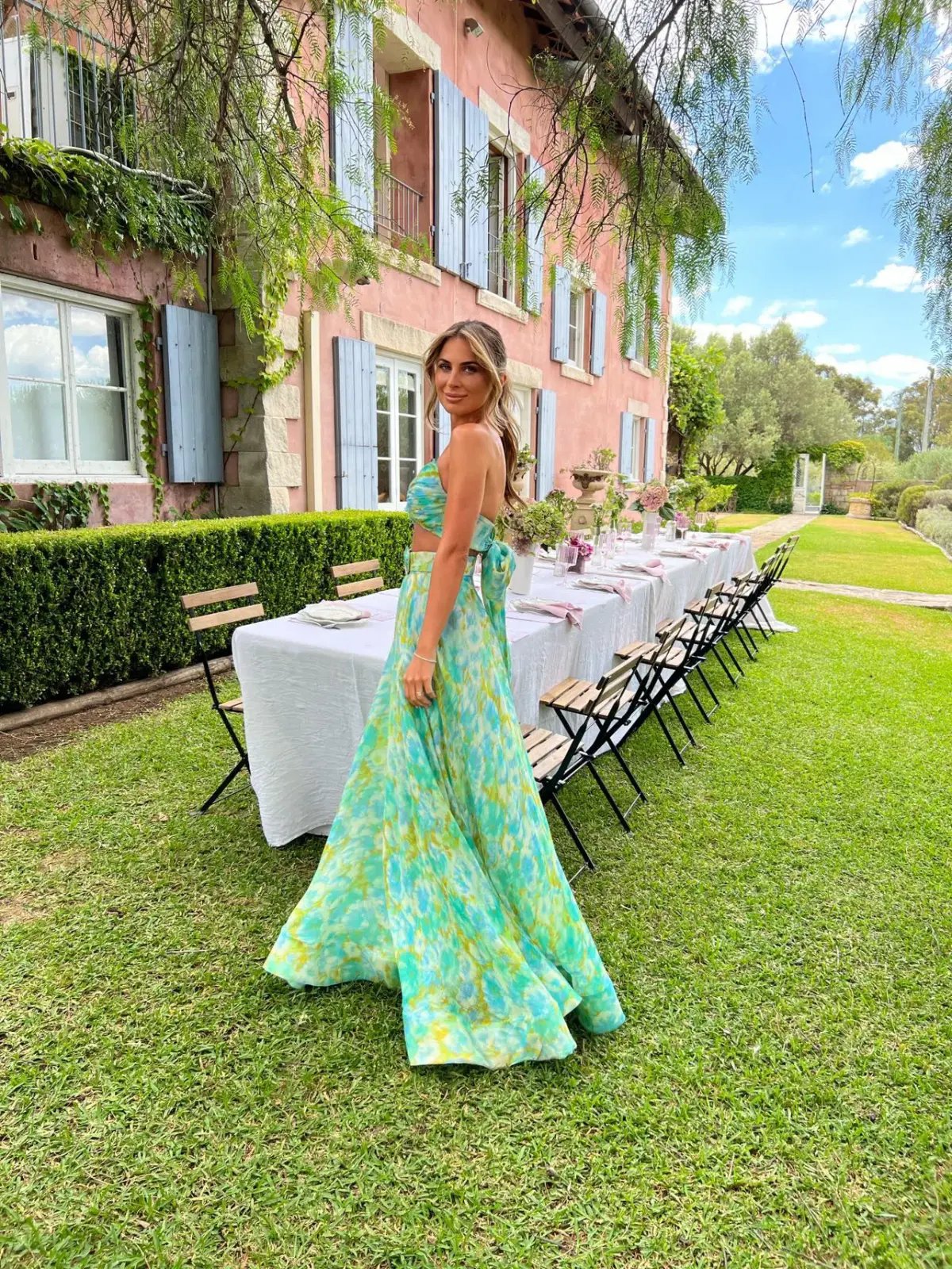 Zimmermann High Tide Twist Crop Bodice And Skirt Set Aqua Ikat Size 0/Au 8 photo 2