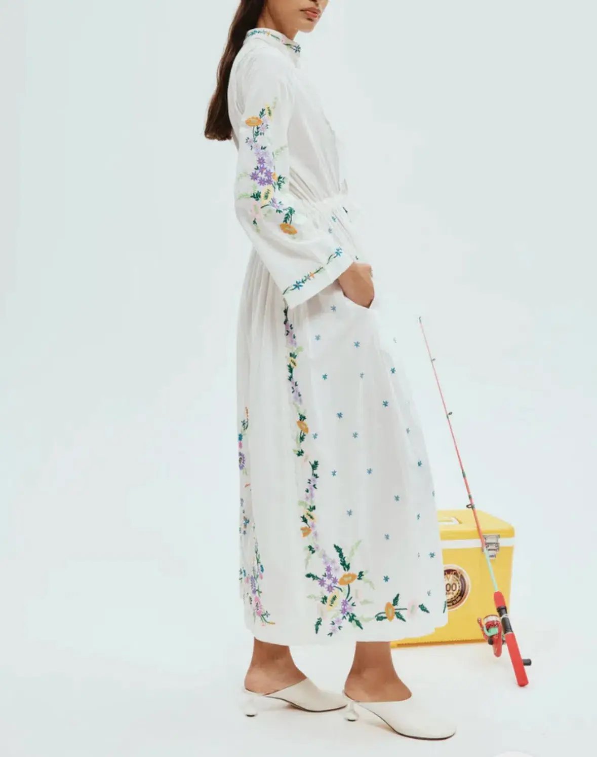 Alemais Willa Embroidered Shirtdress White Size 14 photo 4