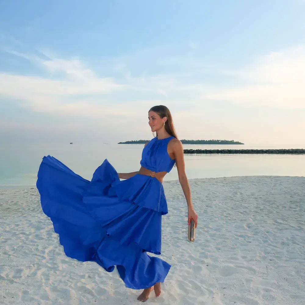 Aje Wave Cut Out Ring Midi Dress Marine Blue Size AU 6 photo 2