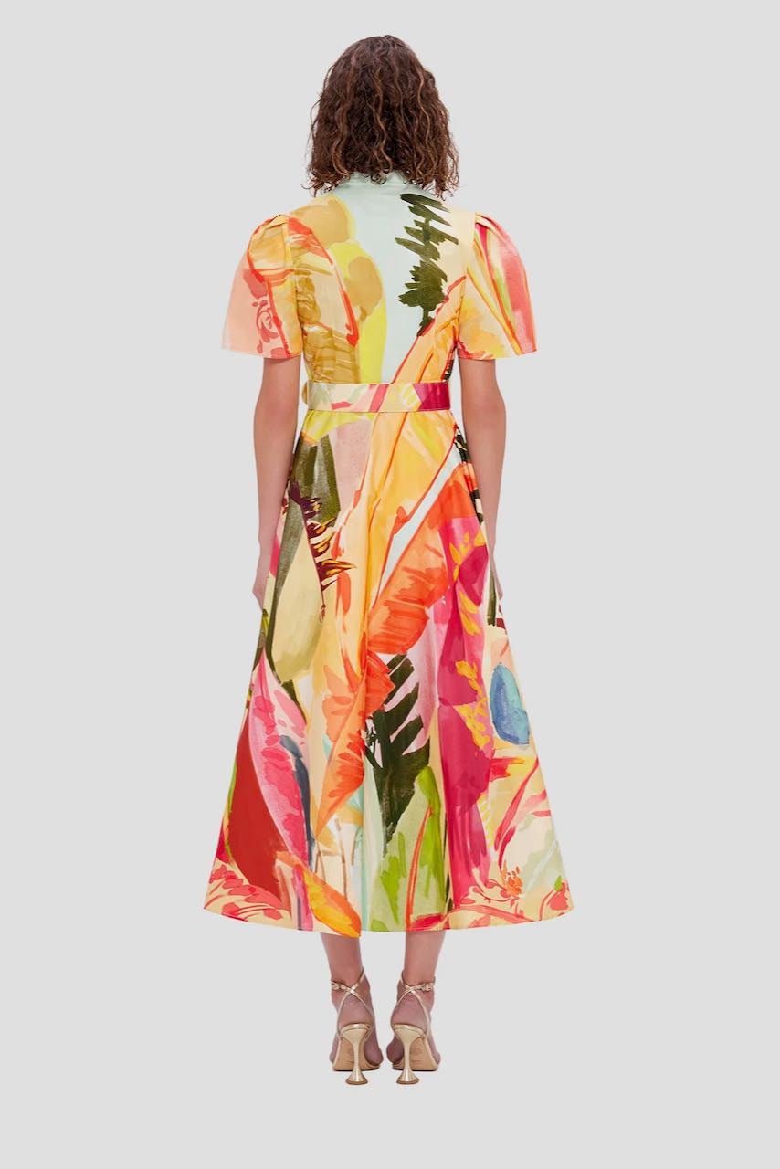 Leo Lin Bianca Short Sleeve Midi Dress - Rainforest Print photo 4