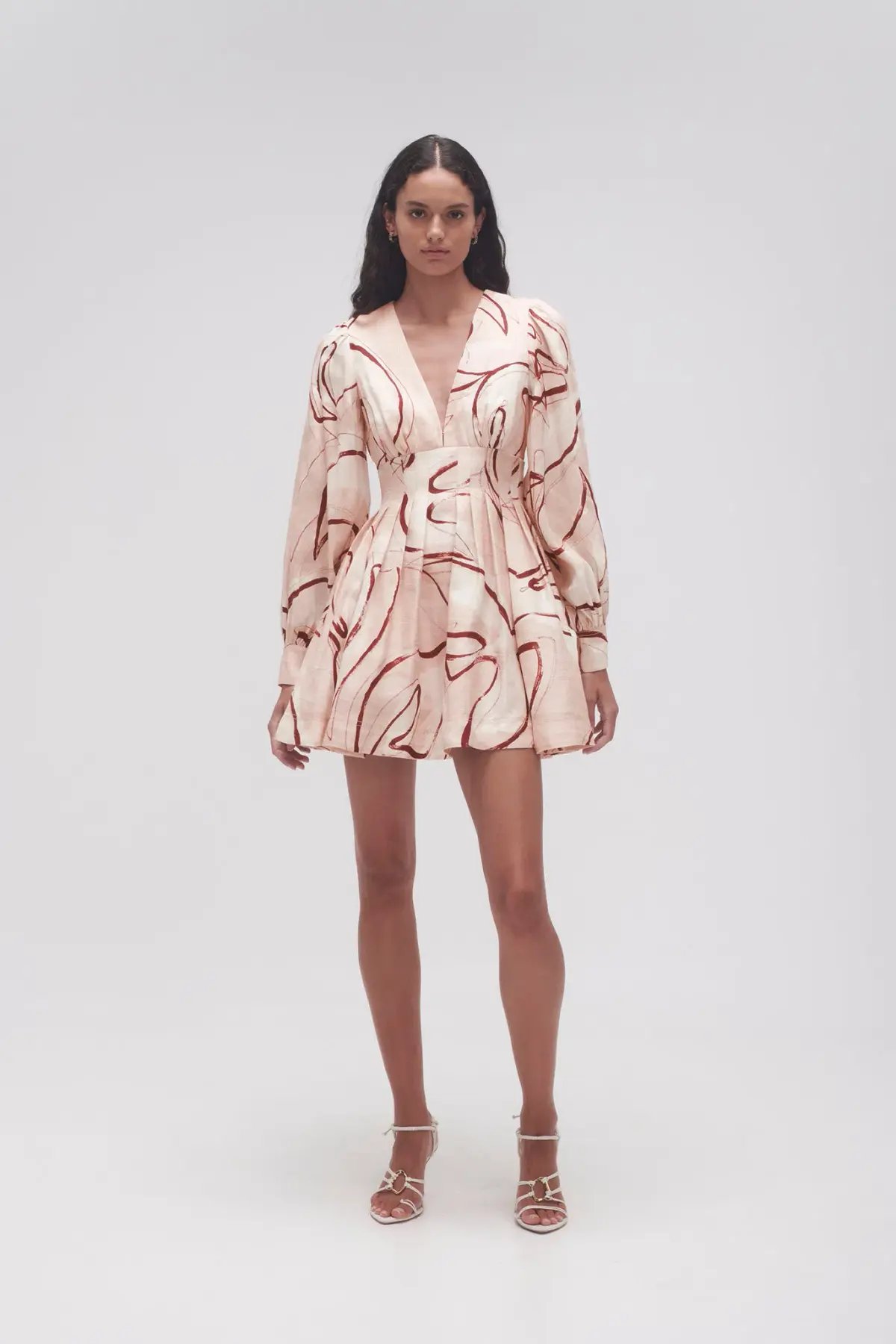 Aje Amelia Plunge Mini Dress Print Size 10 photo 3