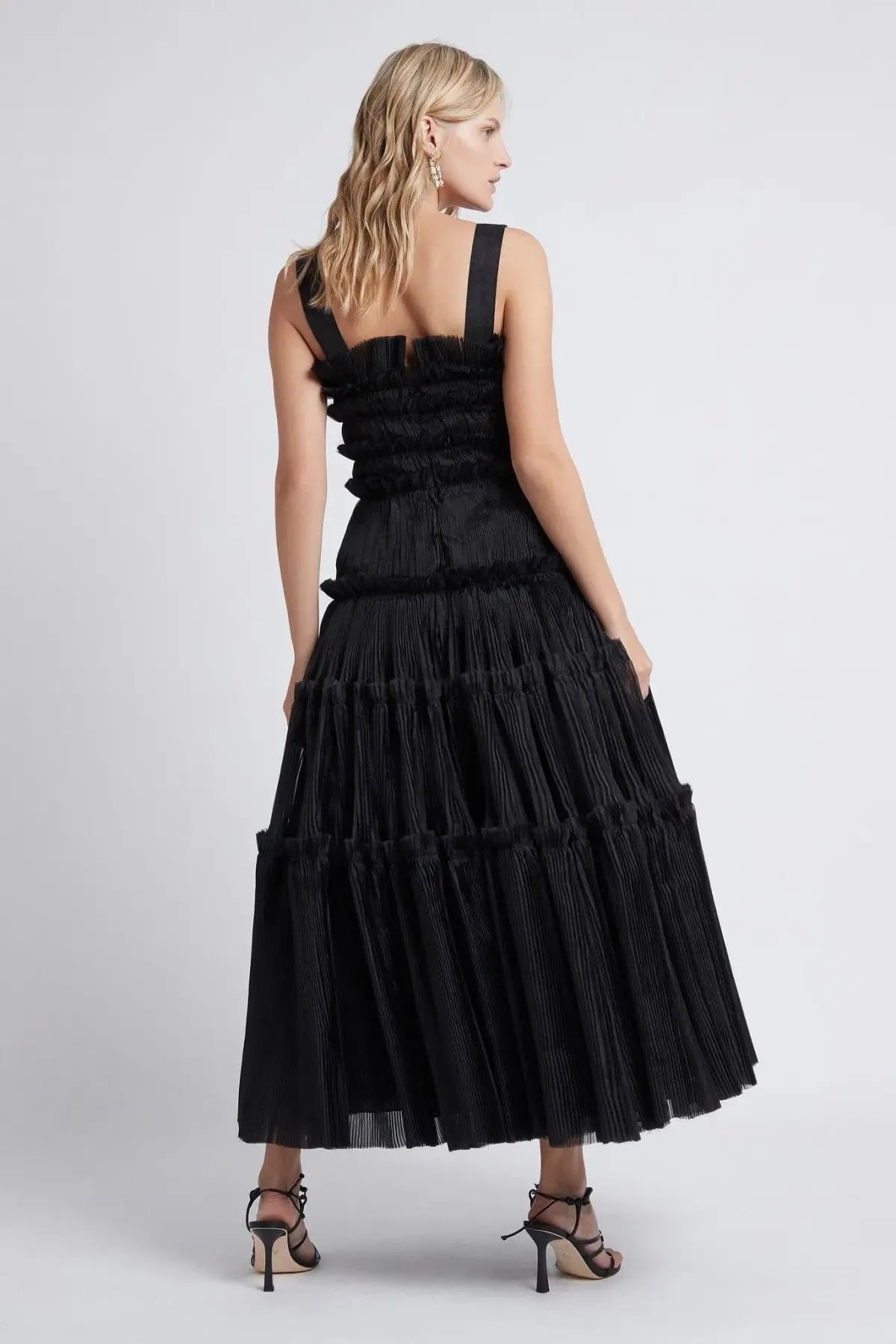 Aje Jacinto Pleated Maxi Dress in Black Size 10 photo 3
