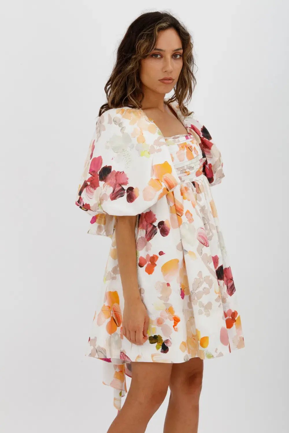 AJE Dassia Puff Sleeve Mini Dress Floral Print Size 10 photo 16