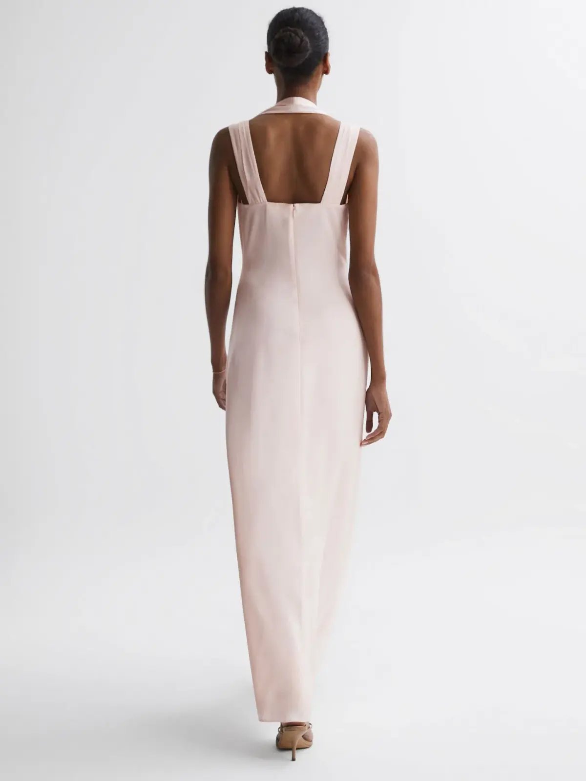 Reiss Lila Bridesmaid Twist Detail Midi Dress Nude Size XS / AU 6 photo 3