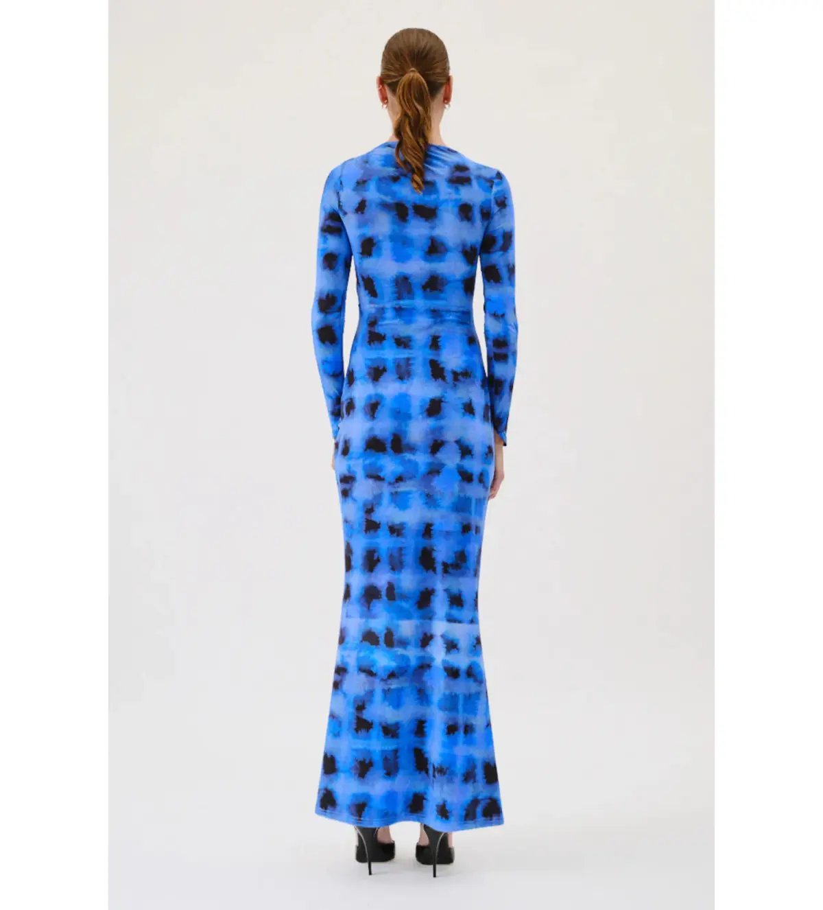 Suboo Shibori Long Sleeve Rouched Maxi Dress in Blue Size 10 photo 3