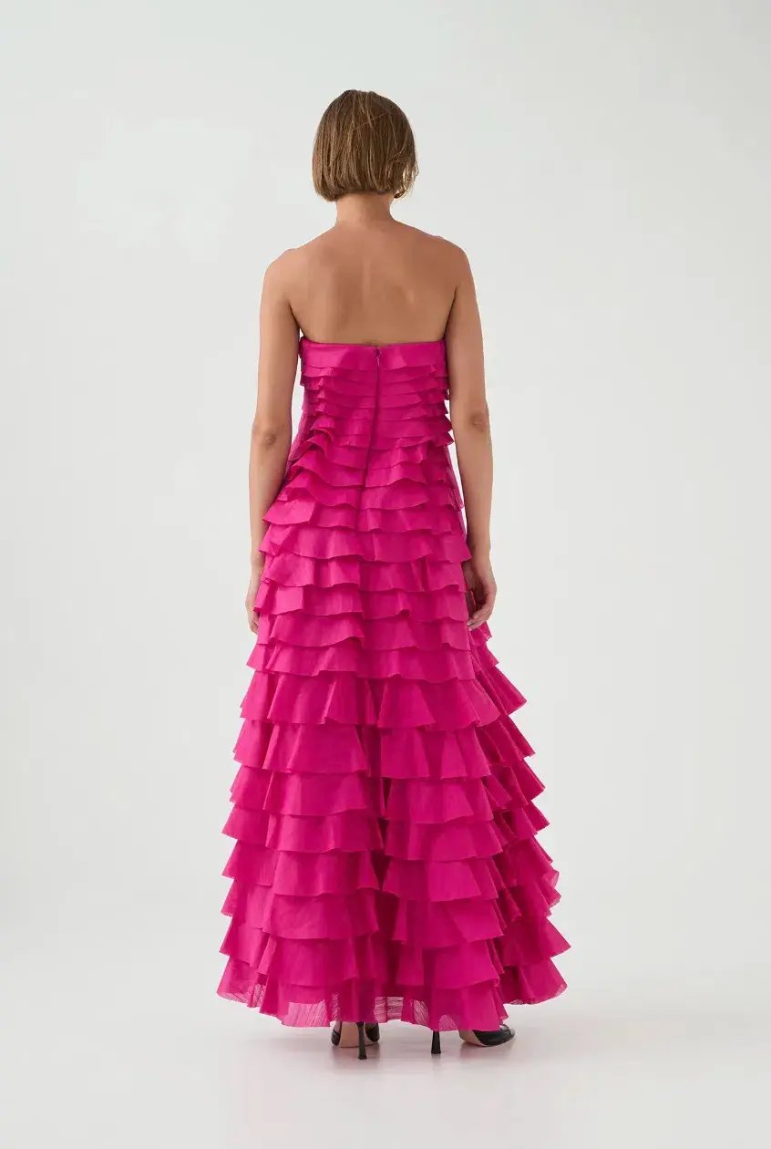 Aje Fleur Pleated Gown Magenta Size 10 photo 10