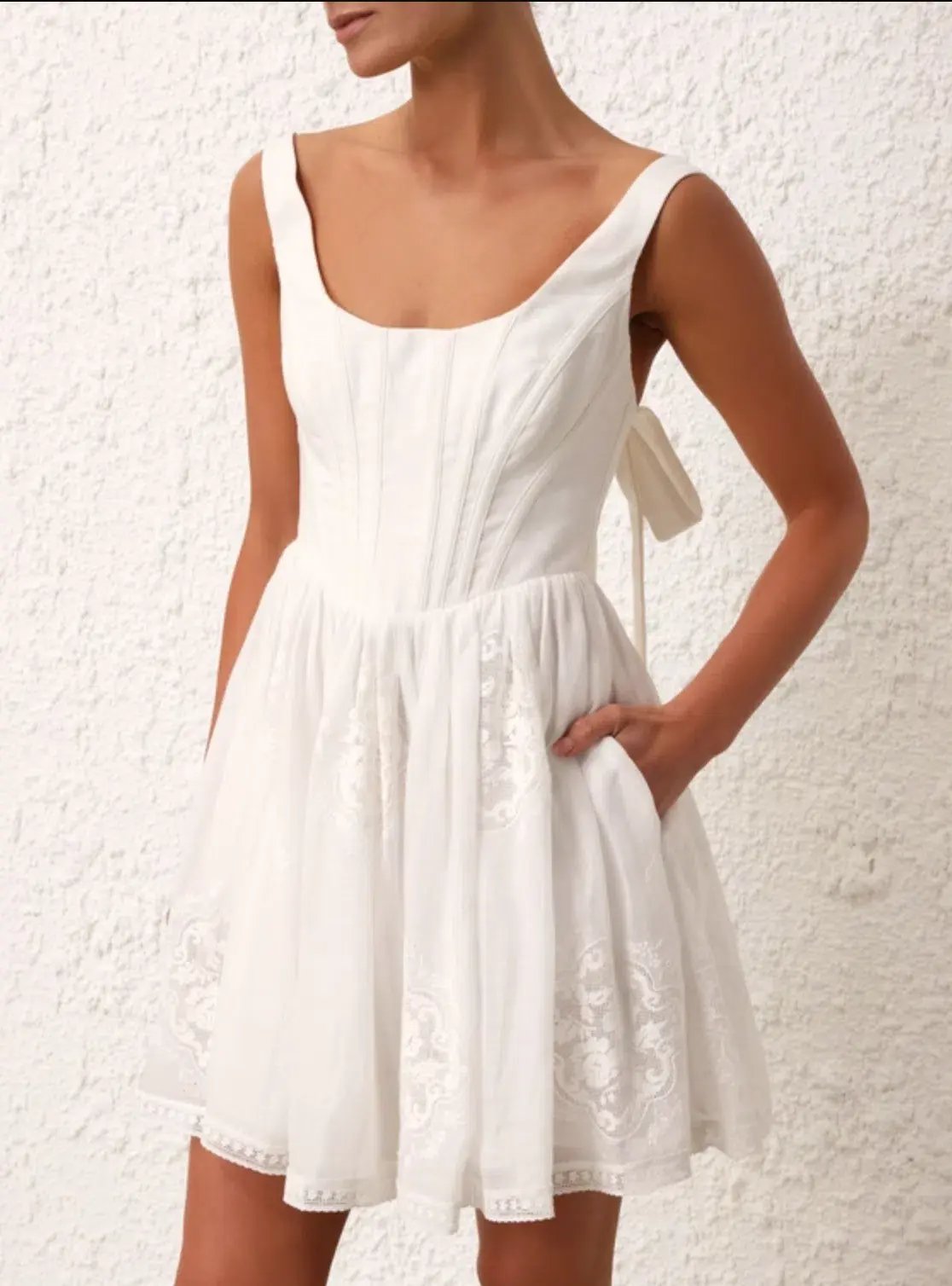 Zimmermann Alight Corset Mini Dress in Ivory Size 0 / AU 8 photo 3